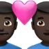 👨🏿‍❤️‍👨🏿 couple with heart: man, man, dark skin tone display on Apple